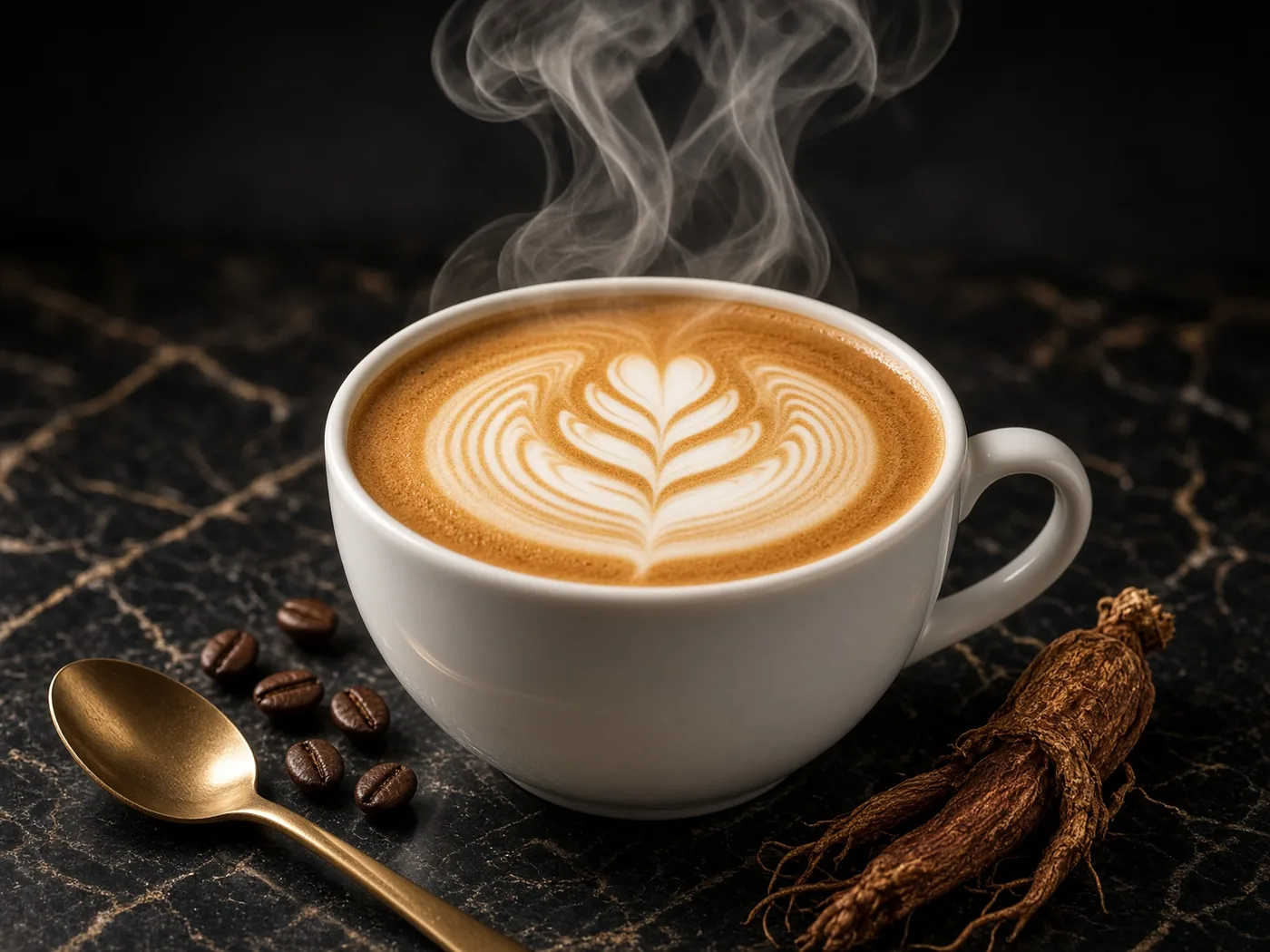 كوب قهوة ساخن ببخار ولاتيه